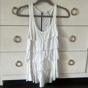 Splendid White Ruffle Tank Top